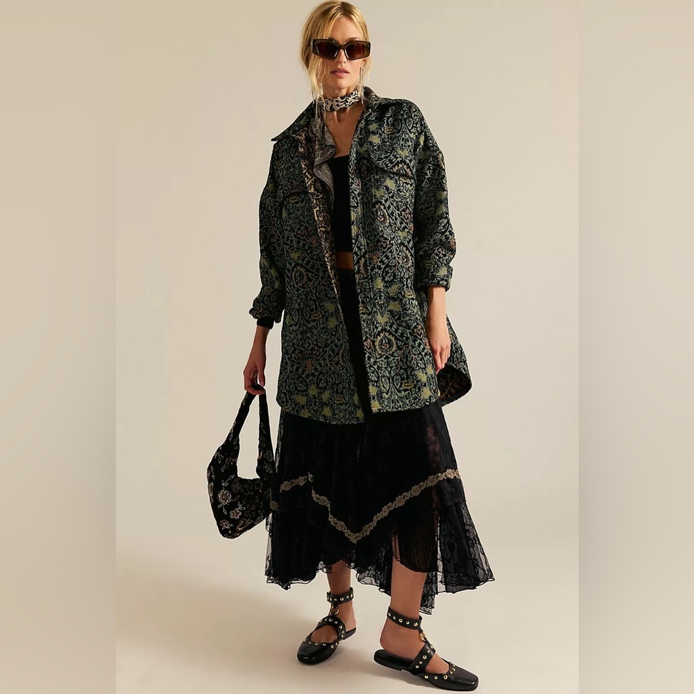 Free people We The Free Tapestry Fog Jacquard Shirt NWT XS $198